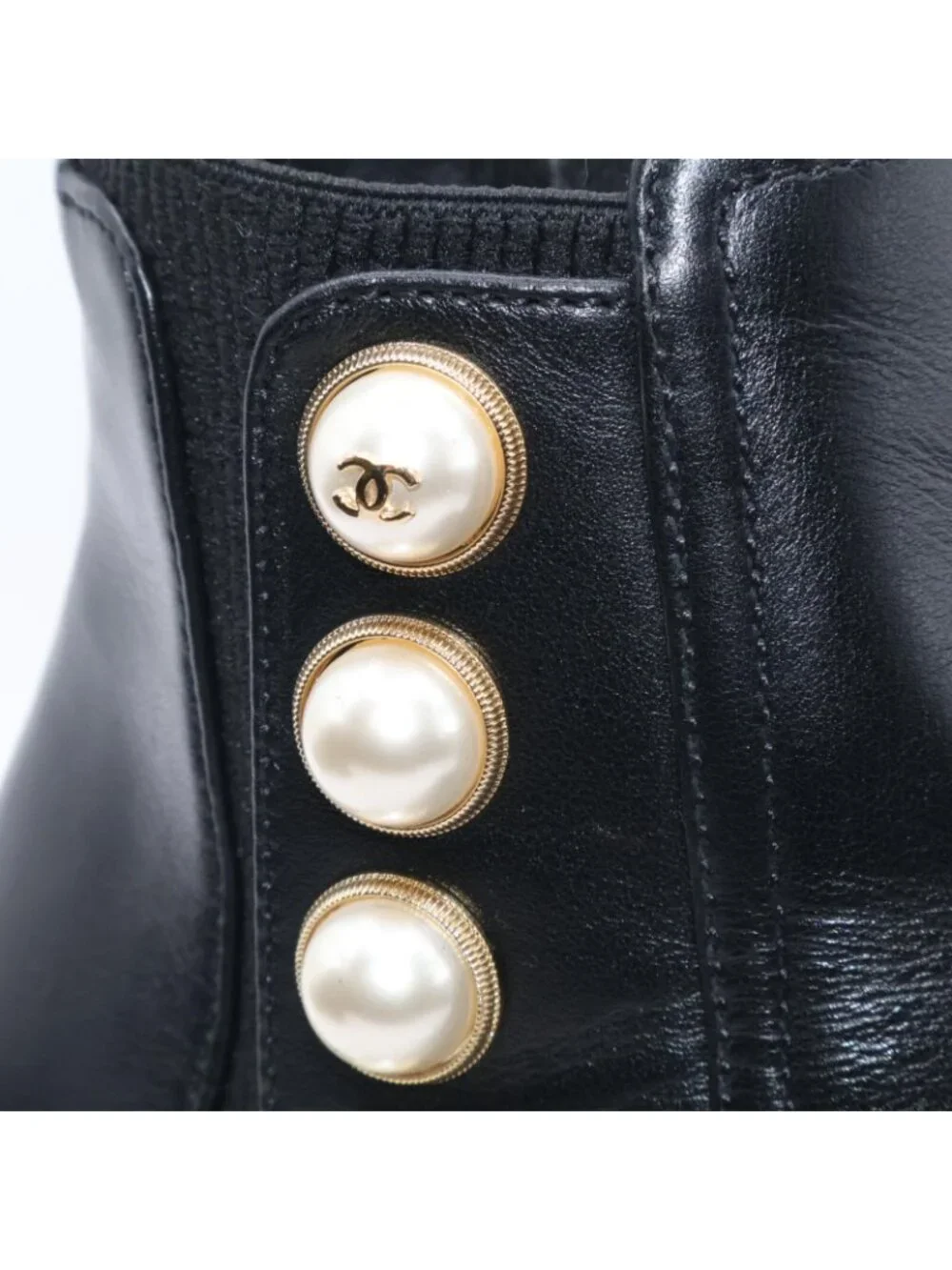 Chanel Faux Pearl Side Gore Boots 37c